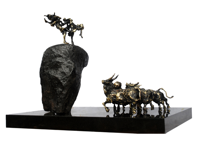 EL26 
Radha and Krishna with Cows 
Bronze on Granite 
30 x 24 x 24 inches 
Available